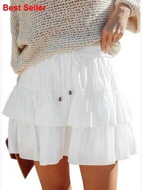 Flowy Ruffled Tiered Skorts High Waist Casual Comfy Shorts